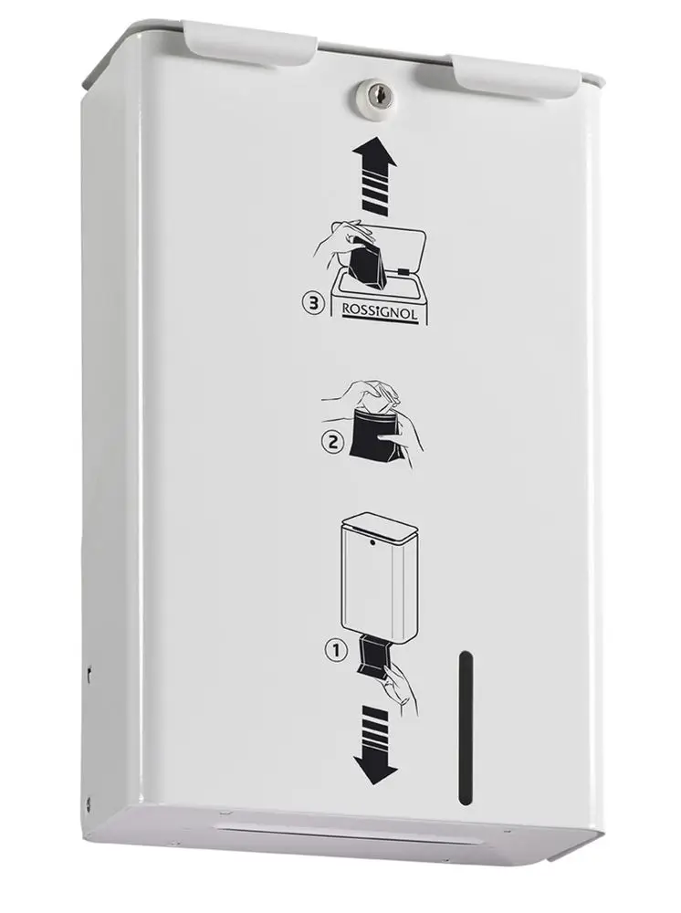 Distributeur sachets périodiques + Poubelle - Blanc