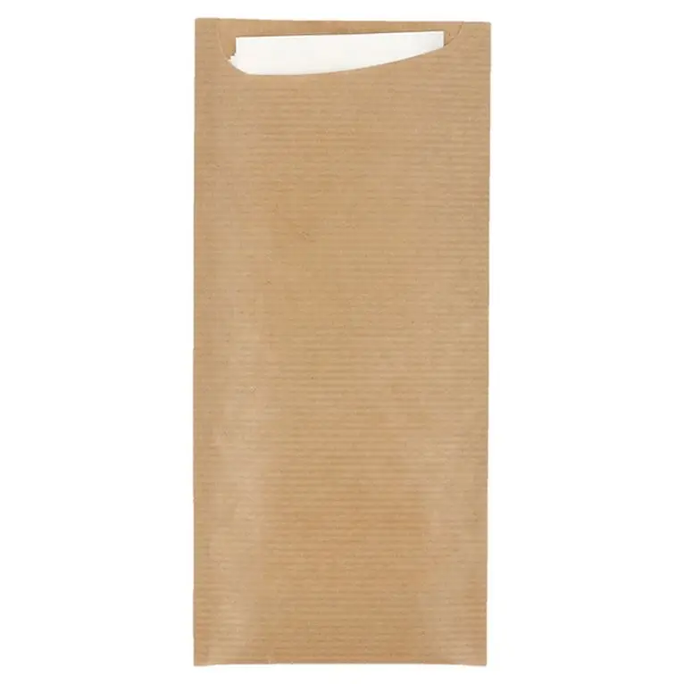 Sachet à couverts KRAFT & Serviette Blanche /250