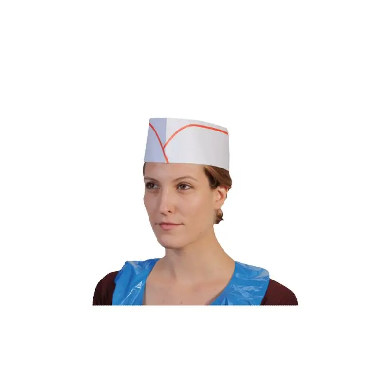 Calot Papier Blanc à Liseré Rouge /100