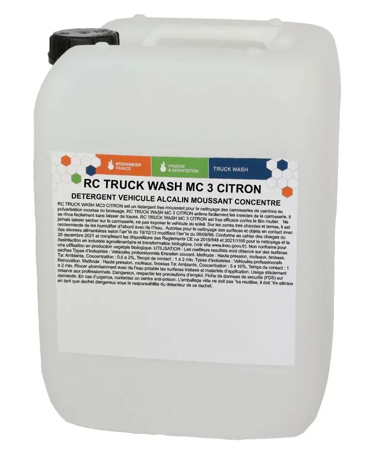 Détergent Véhicule Alcalin Moussant concentré RC Truck Wash MC 3 Citron /22kg