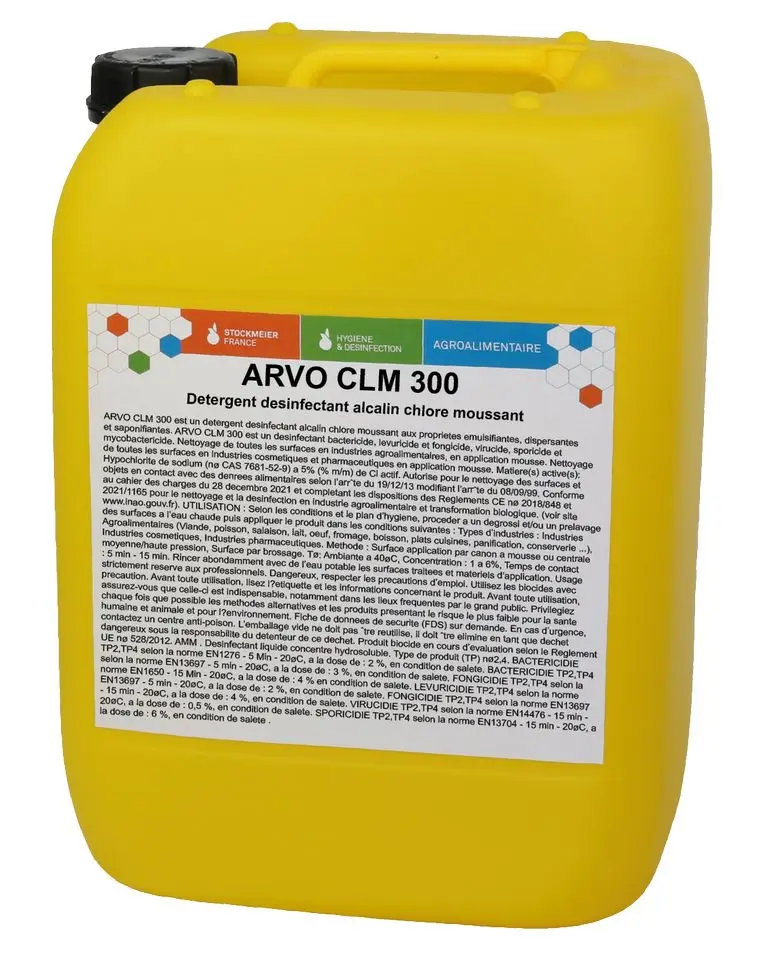 Détergent Désinfectant Alcalin Chloré ARVO CLM 300 /20l