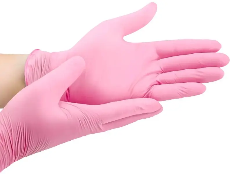 Gants Nitrile Rose Taille L Non Poudrés /100